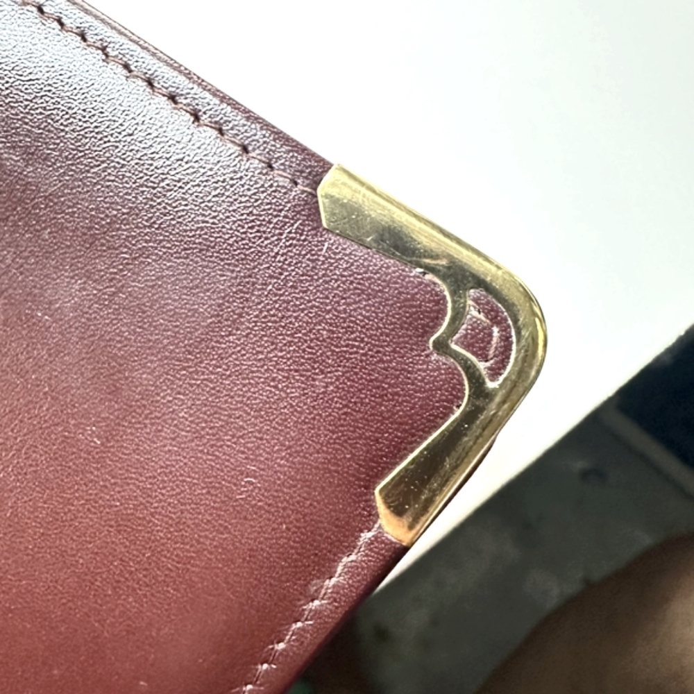 Cartier Authentic Burgundy Leather Clutch Wristlet with Gold Accents - Picture 11 of 16